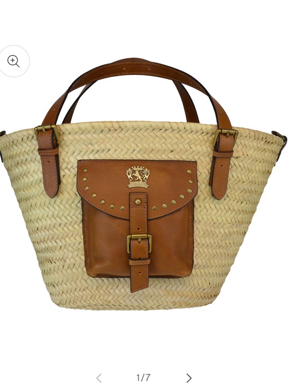 Natural Straw Tote with Tan Leather Accents